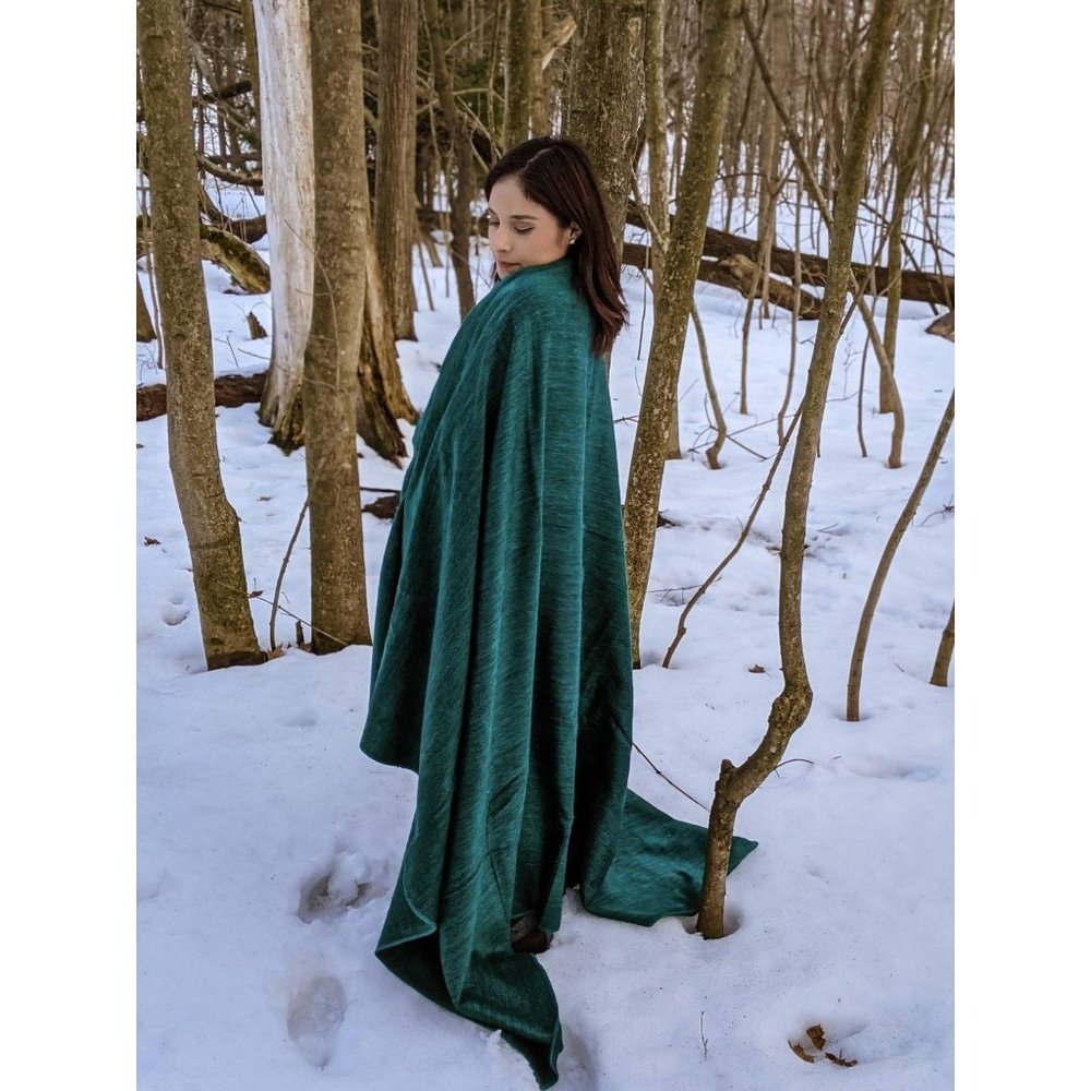 Forest Green Blanket Alpaca - Emerald Green Throw  - Boho Throw